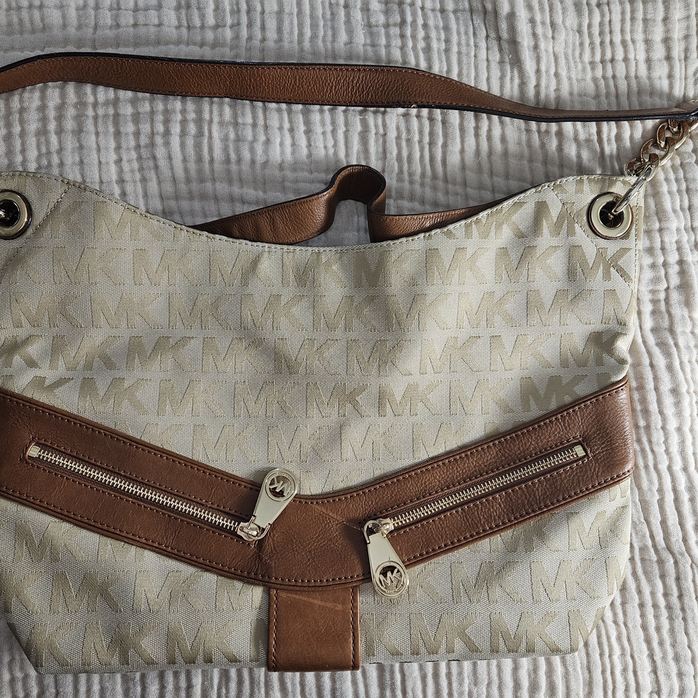 Michael Kors Cream and Brown Women's Bag